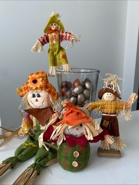 Autumn Harvest Scarecrow Glittery Acorn Table Shelf Decor Bundle